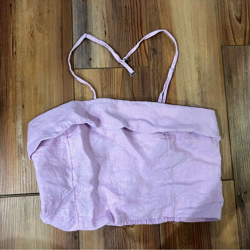 Abercrombie & Fitch Lilac Cropped Linen Cami Top
